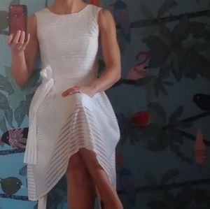 Fit-and-Flare Illusion Stripe Dress